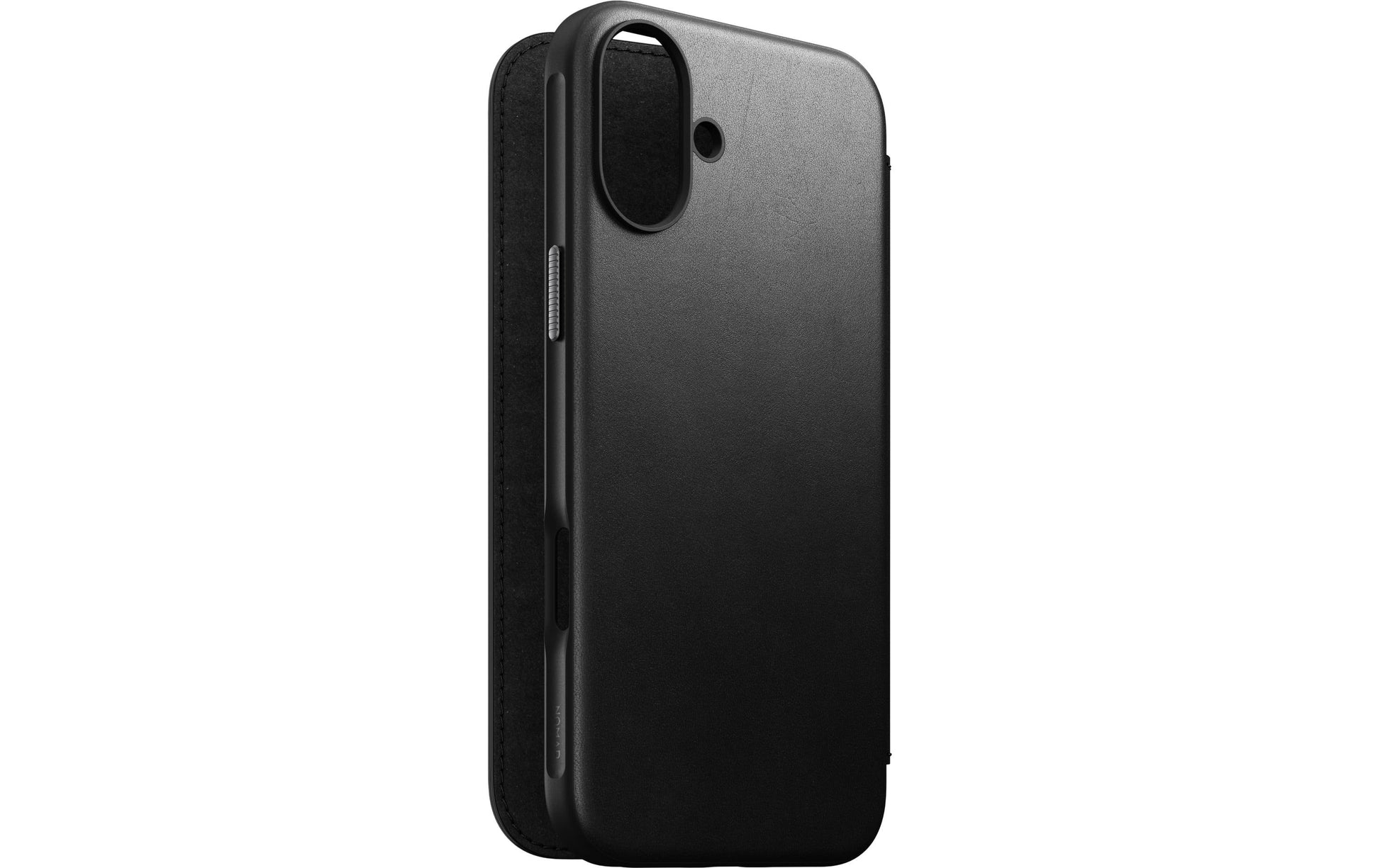 Nomad Booklet-Hülle – für Apple iPhone 16 Plus – schwarz – Leder – mit Kartenfach