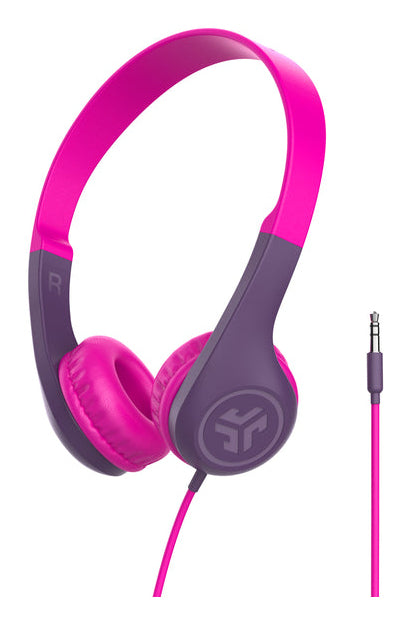 JLab JBuddies Pop Kinderkopfhörer – Over-Ear, Stereo, Kabel, 3,5 mm Klinke, 85 dB Lautstärke-Limit, Pink
