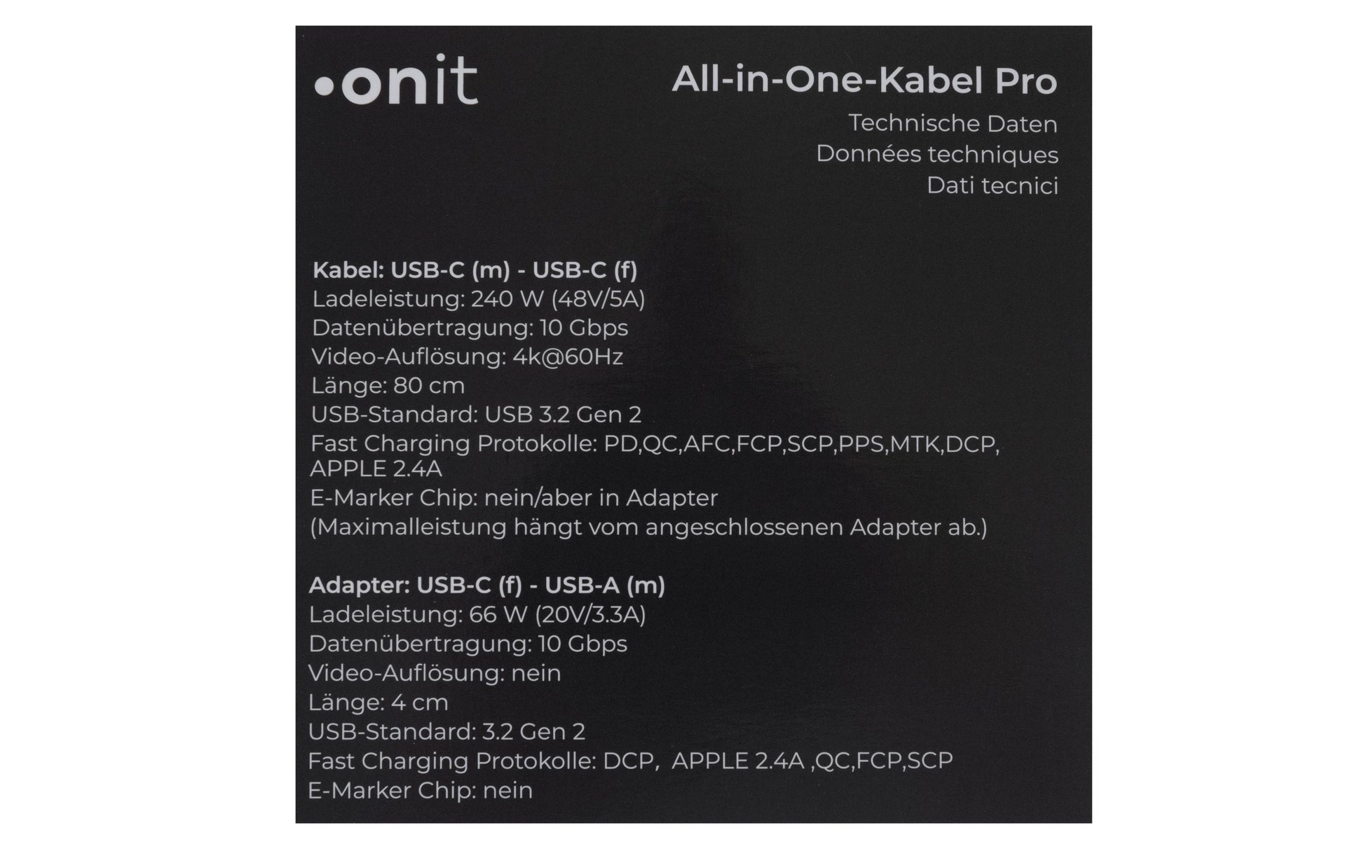 ONIT USB-Kabel, USB-C zu Lightning, 0,9 m, USB 2.0, Lade-/Datenkabel