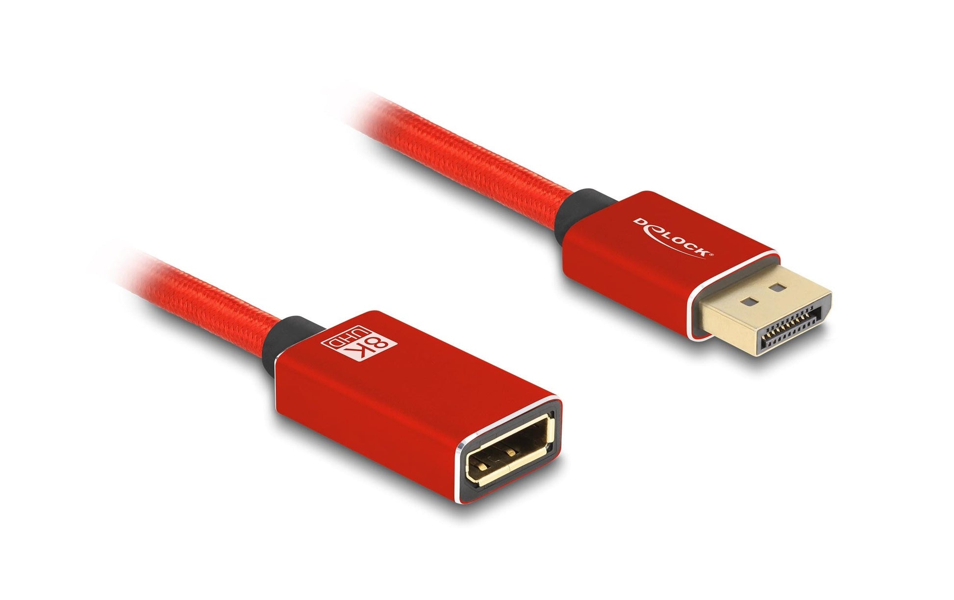 DeLOCK DisplayPort Verlängerung DP 1.4 – 8K 60 Hz – 1 m – Rot