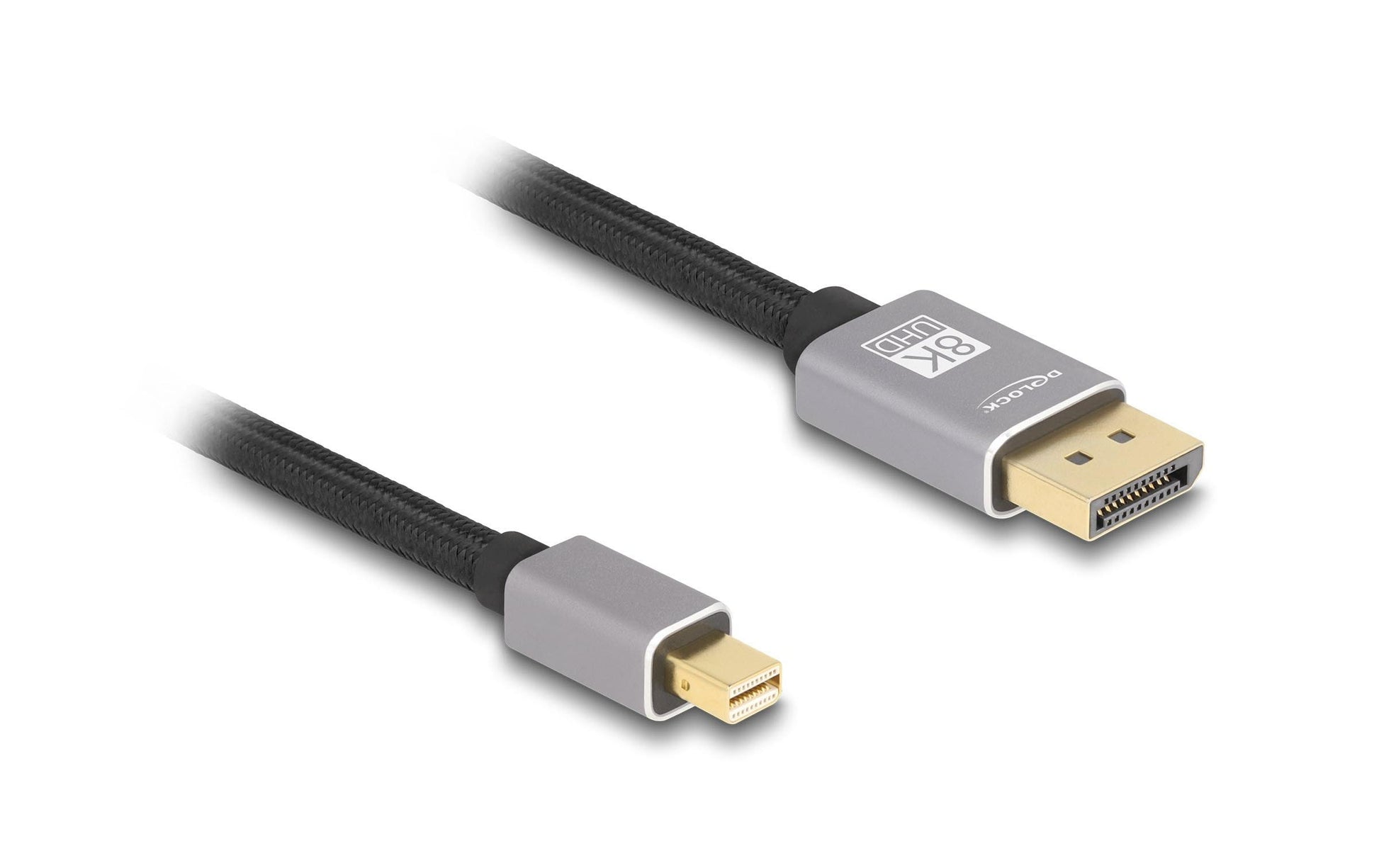 DeLOCK Mini-DisplayPort-auf-DisplayPort-Kabel DP 1.4 8K 60 Hz – 1 m – Grau