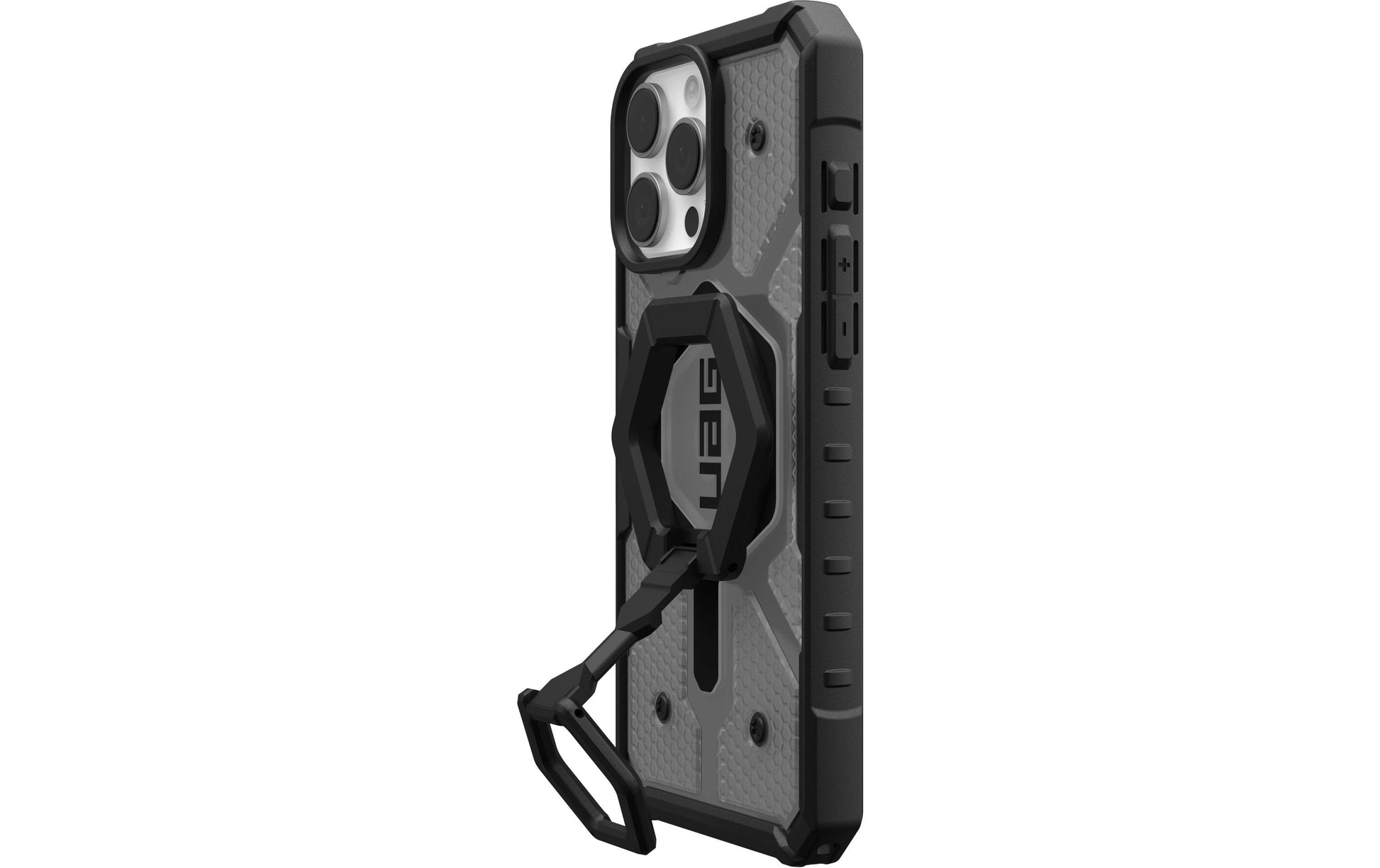 Urban Armor Gear UAG Pathfinder Backcover – für Apple iPhone 16 Pro Max, mit Ständer, TPU, Asche/Schwarz, bis 5,4 m Sturzsicher