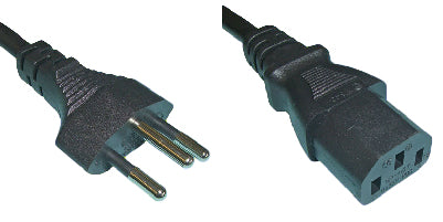 Diggelmann Netzkabel, T12 auf IEC C13, angespritzt, 250 V, 10 A, 8 m, Schwarz