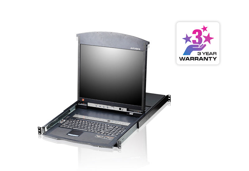 ATEN KL1508AM – KVM-Switch – 17" LCD, 8×Computer, VGA, PS/2 & USB, 1U, Schwarz