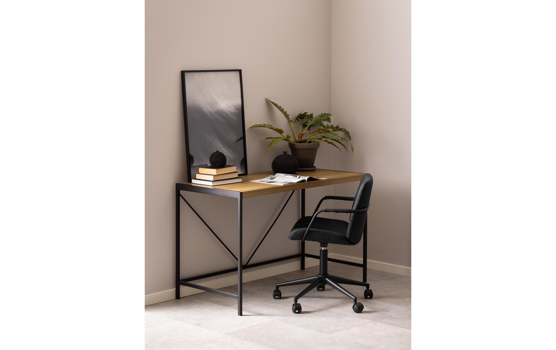 AC Design Bahamas – Schreibtisch, 120 × 60 cm, Eiche/Schwarz
