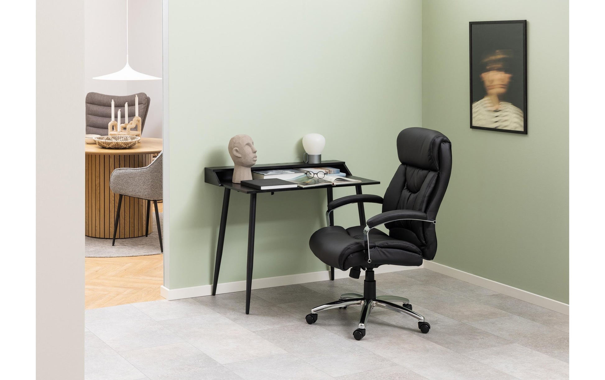 Actona AC Design Bürostuhl Benson – Kunstleder, Metallgestell, Schwarz
