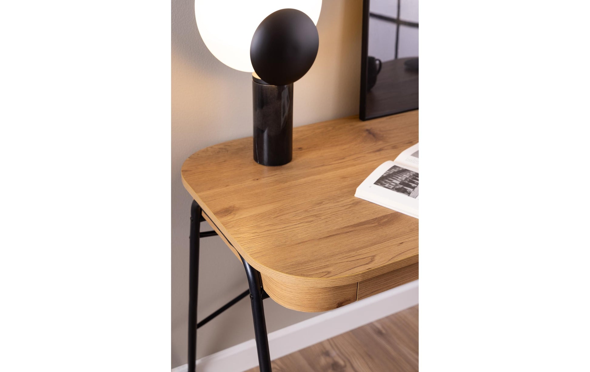 AC Design Blueton – Schreibtisch, 120 × 60 cm, Eiche/Schwarz