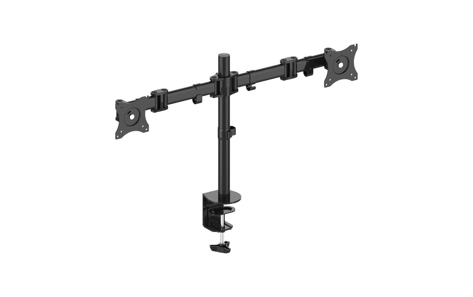 Puremounts PM-OFFICE-02 – Monitorhalterung, Dual, bis 27", VESA 100 × 100 mm, 8 kg, höhenverstellbar, schwarz