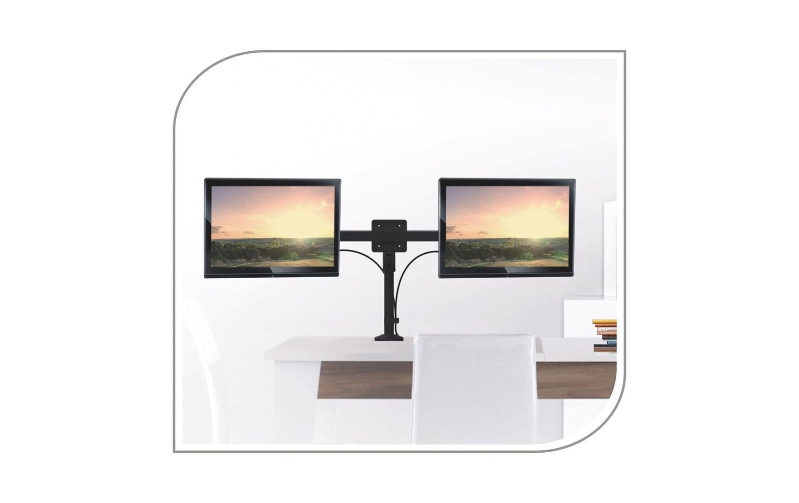 Puremounts PM-OFFICE-AD – VESA-Adapterplatte – 2 Monitore – bis 27" – VESA 75×75 mm – bis 10 kg – schwenkbar