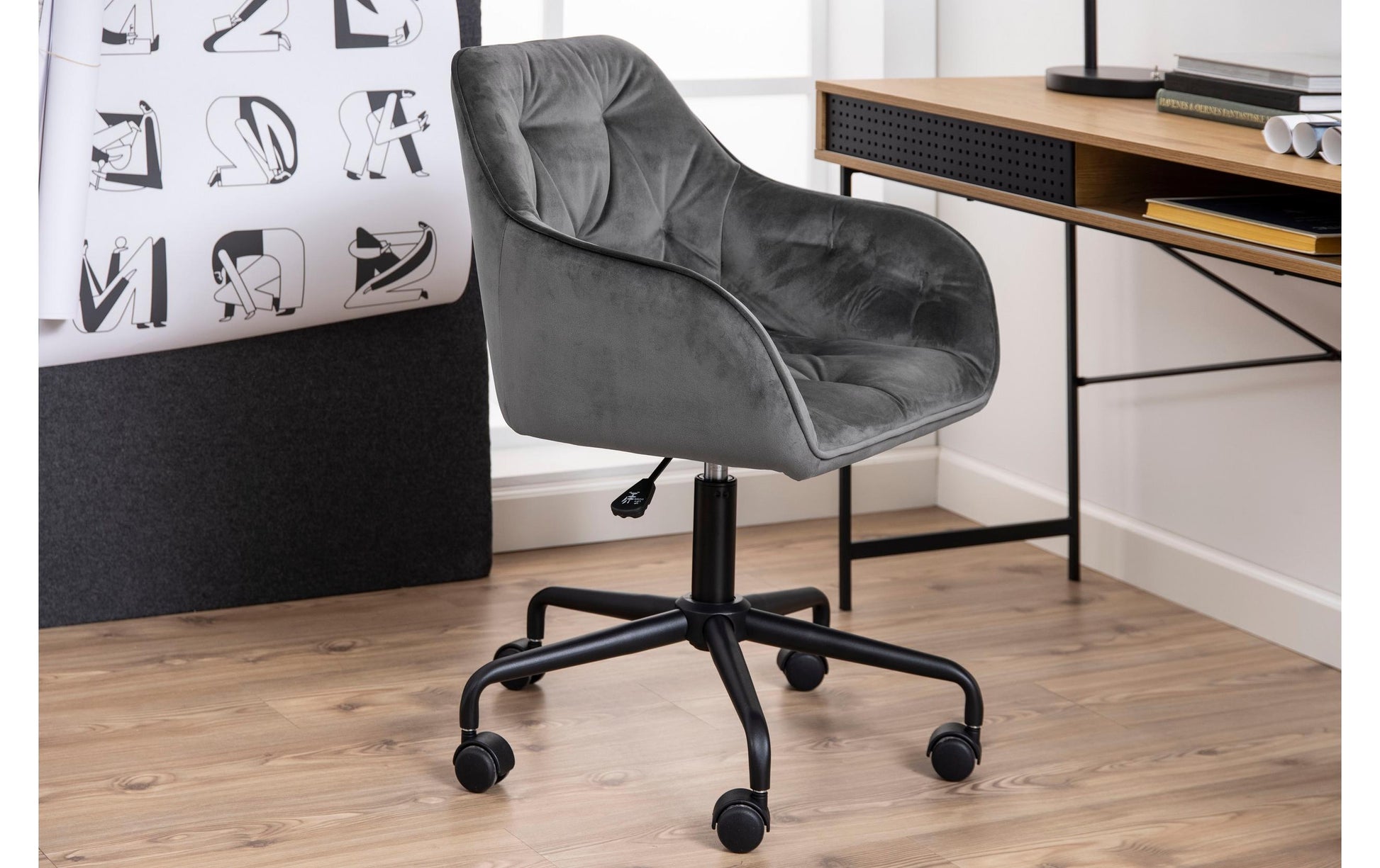 Actona AC Design Bürostuhl Brooke – dunkelgrau, Metallgestell