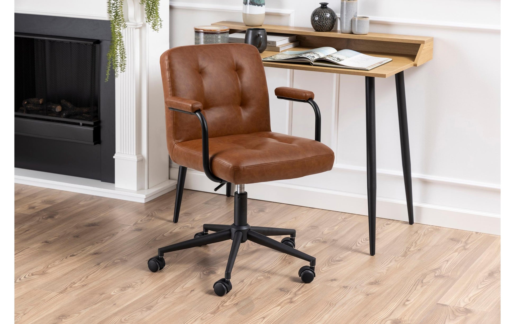 Actona AC Design Bürostuhl Cosmo – Kunstleder, Metallfuss, Braun