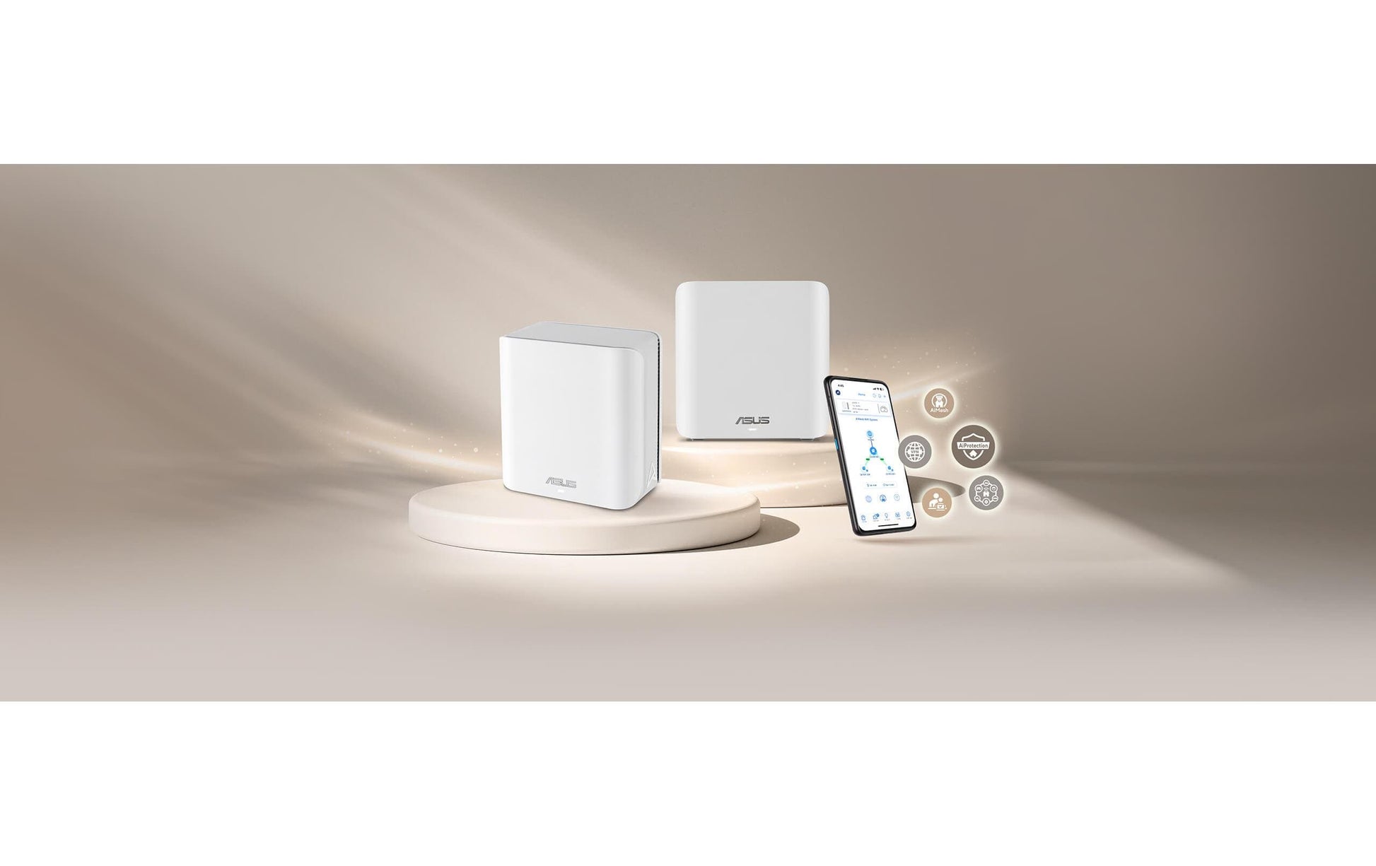 ASUS ZenWiFi BD4 Mesh-Set (2er) – Wi-Fi 7 (802.11be), Dual-Band (2,4/5 GHz), bis 2,88 Gbit/s, je 2× LAN