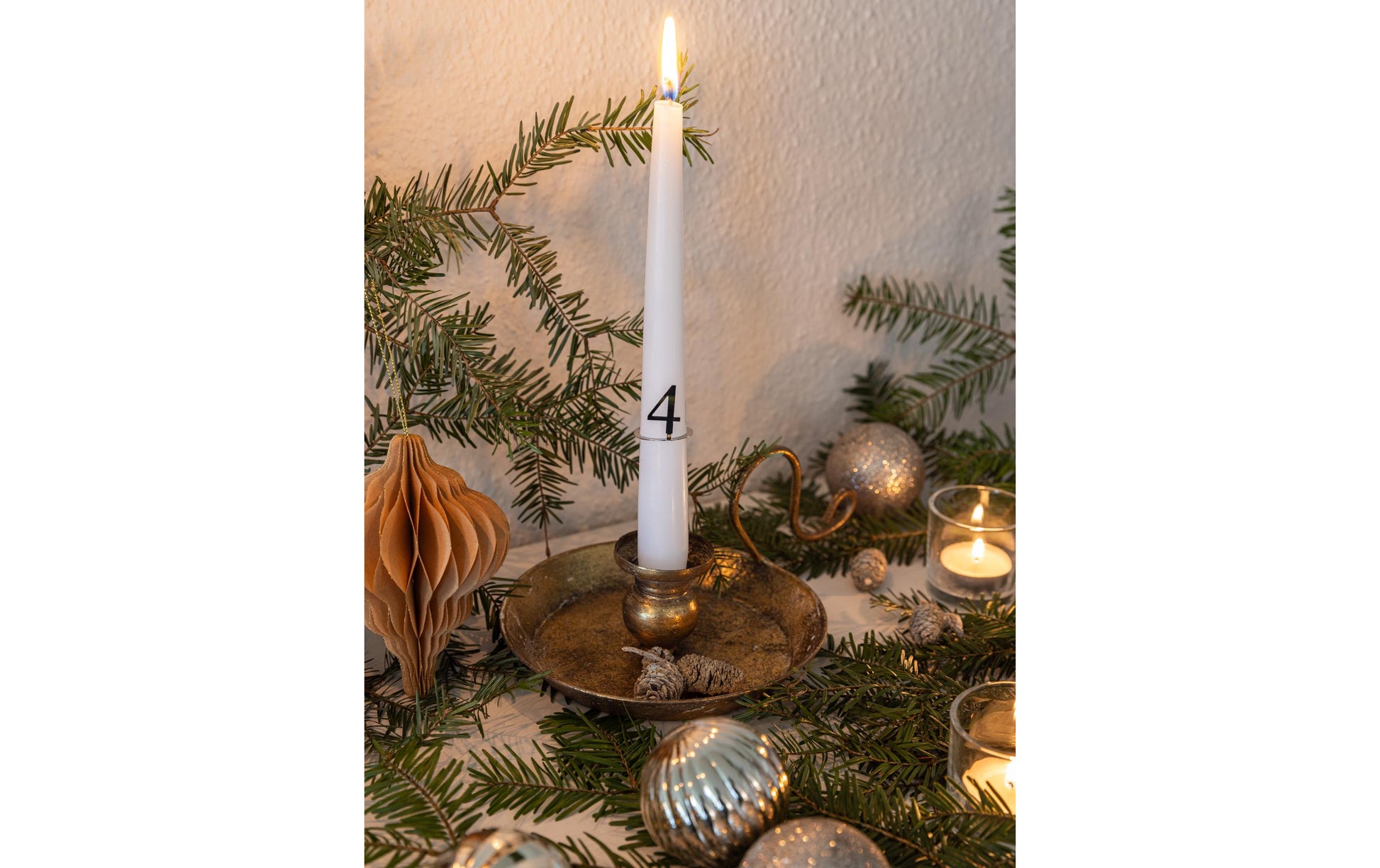 COCON Kerzenring – Eisen, Silber – 3 × 3 × 3 cm – 4-teilig