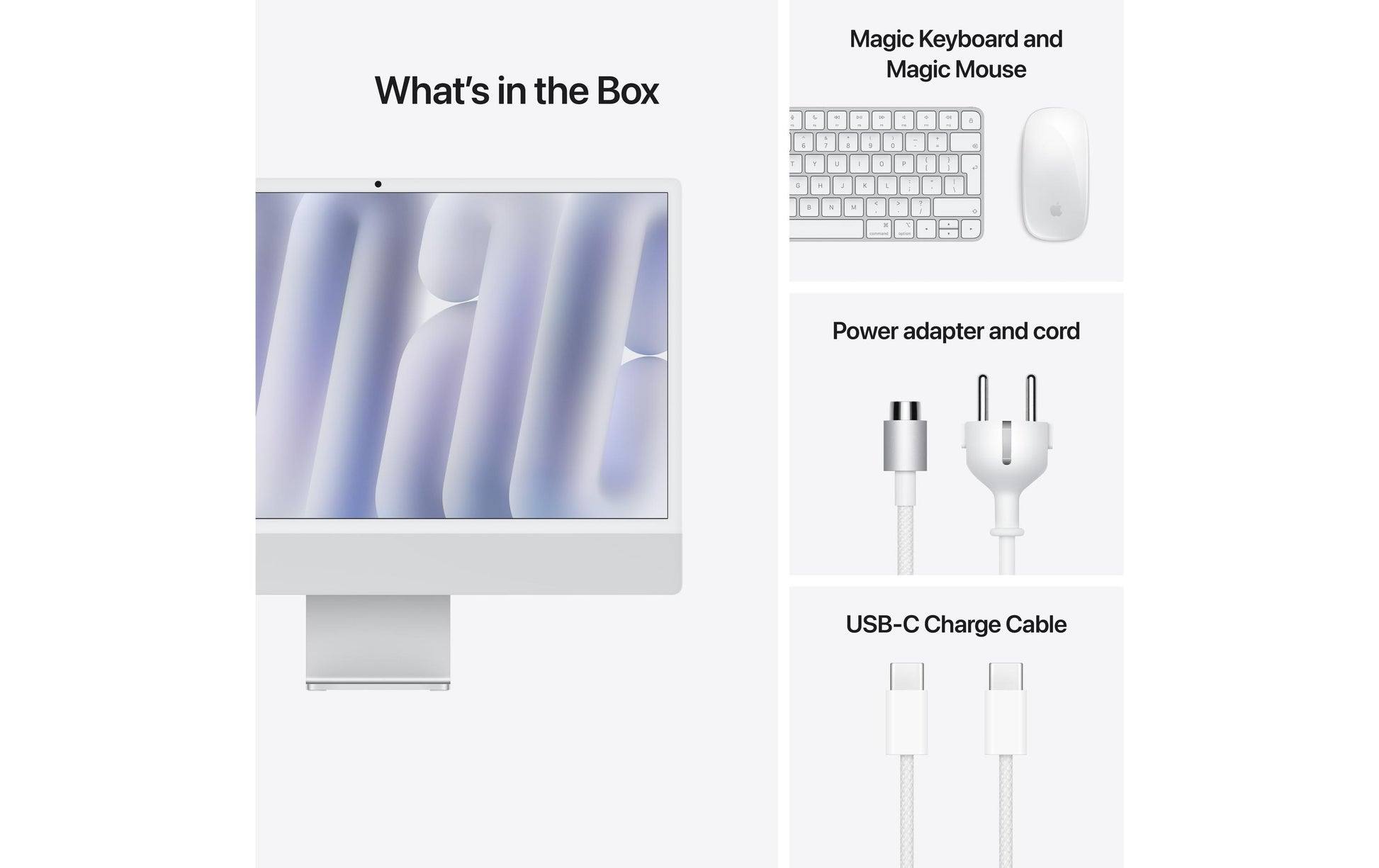 Apple iMac 24 (M4, 2 Ports), 16 GB, 256 GB, Silber – macOS Sequoia