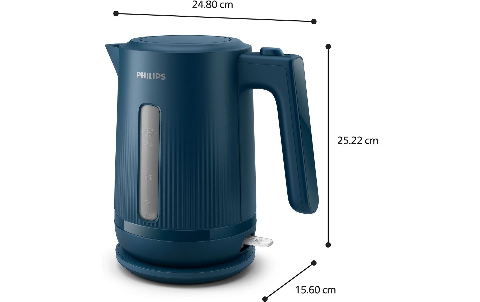 Philips 3000 Serie HD9411/71 – Wasserkocher 1,7 l, 2200 W, Edelstahl, Blau