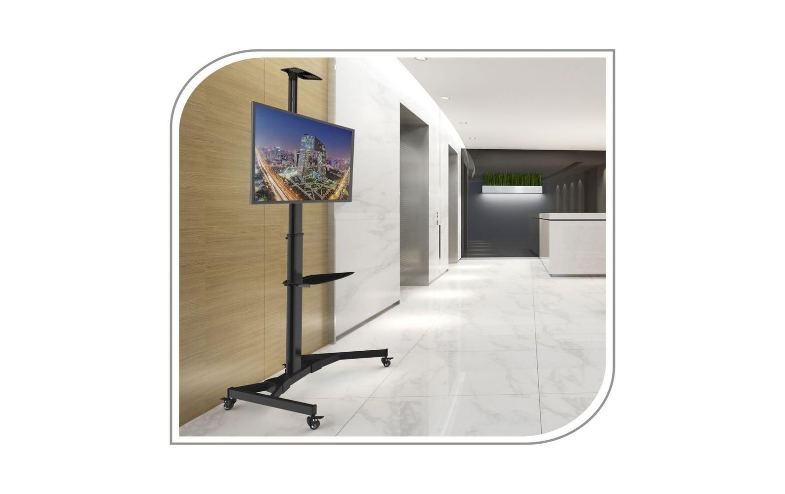 Puremounts PM-CART-70B – Trolley für 40", VESA 200×200, bis 50 kg, höhenverstellbar, schwarz