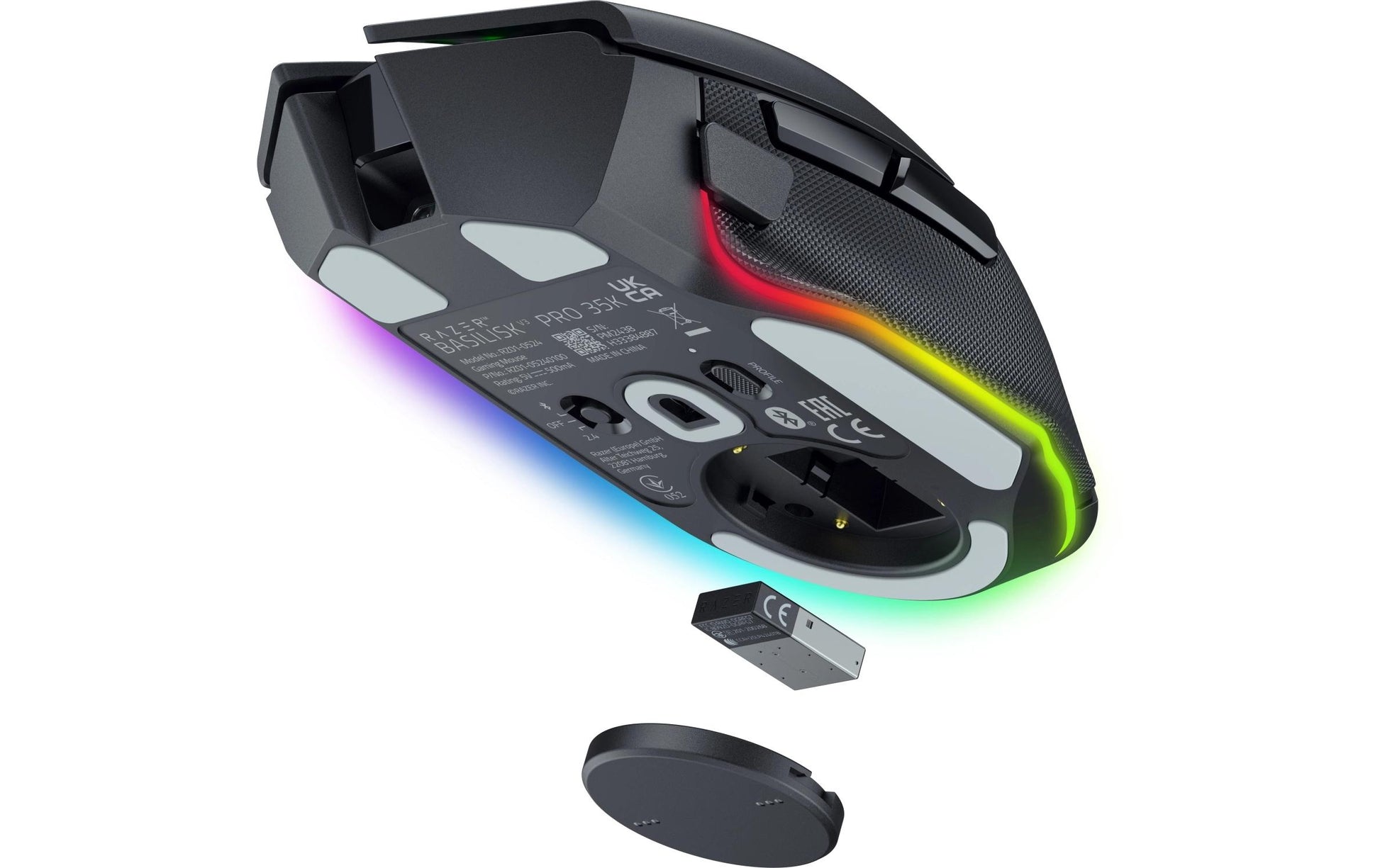 Razer Basilisk V3 Pro – Gaming-Maus – Kabellos (Bluetooth/2,4 GHz), 35000 DPI, RGB-Beleuchtung, rechts