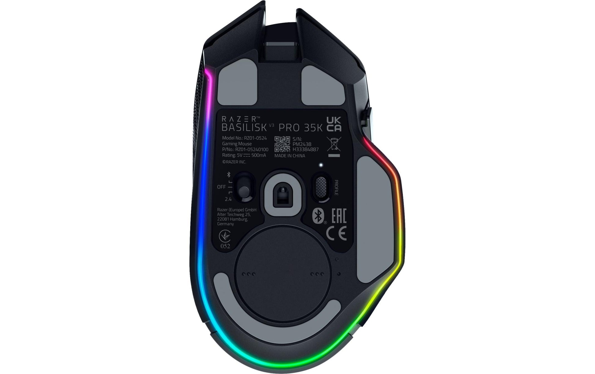 Razer Basilisk V3 Pro – Gaming-Maus – Kabellos (Bluetooth/2,4 GHz), 35000 DPI, RGB-Beleuchtung, rechts