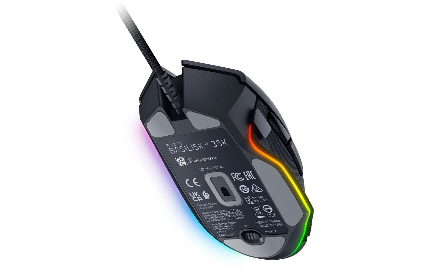 Razer Basilisk V3 Gaming-Maus – kabelgebunden, 11 Tasten, für Rechtshänder, RGB-Beleuchtung, schwarz