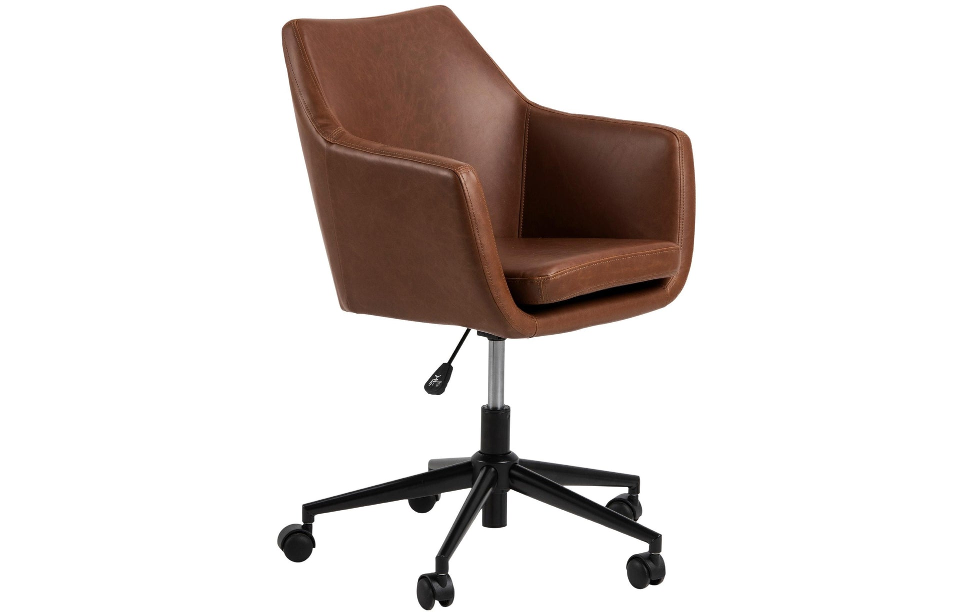AC Design Nora Bürostuhl – Kunstleder – Braun, gepolsterte Armlehnen