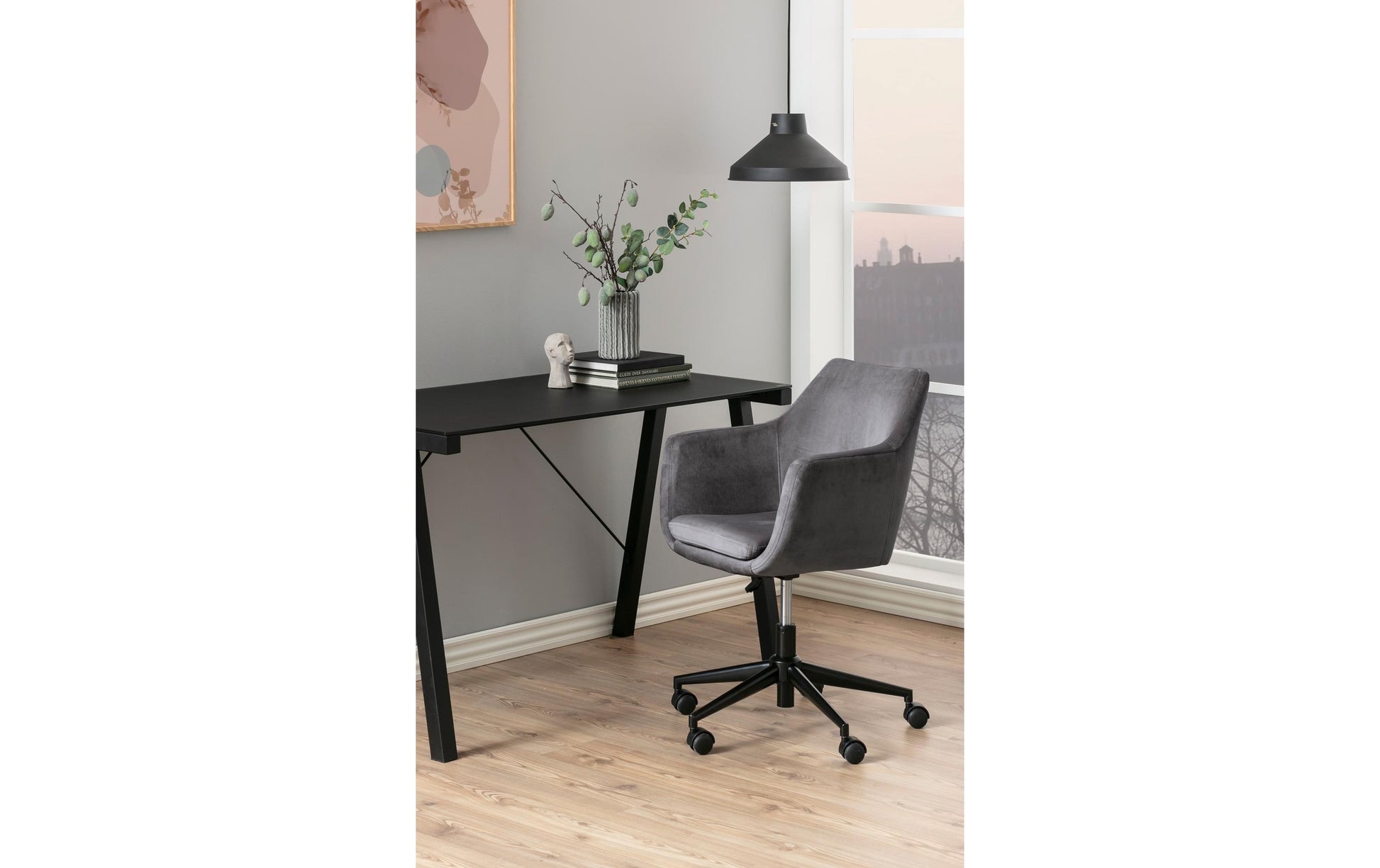 Actona AC Design Bürostuhl Nora – Stoff, Metallfuss, Dunkelgrau