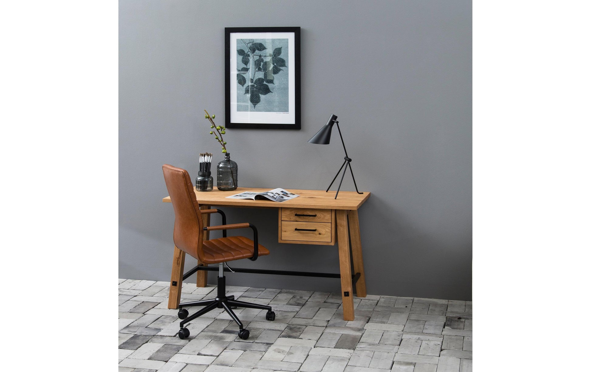 actona AC Design Bürostuhl Winslow – schwarz, Kunstleder, Metallgestell