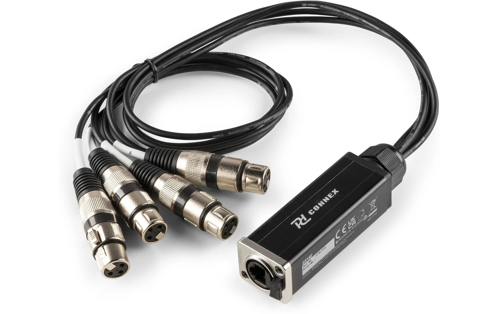 PD-Connex CX192 Adapter RJ-45 zu 4× XLR (3-pol, Buchse) – 0,7 m, DMX – Schwarz