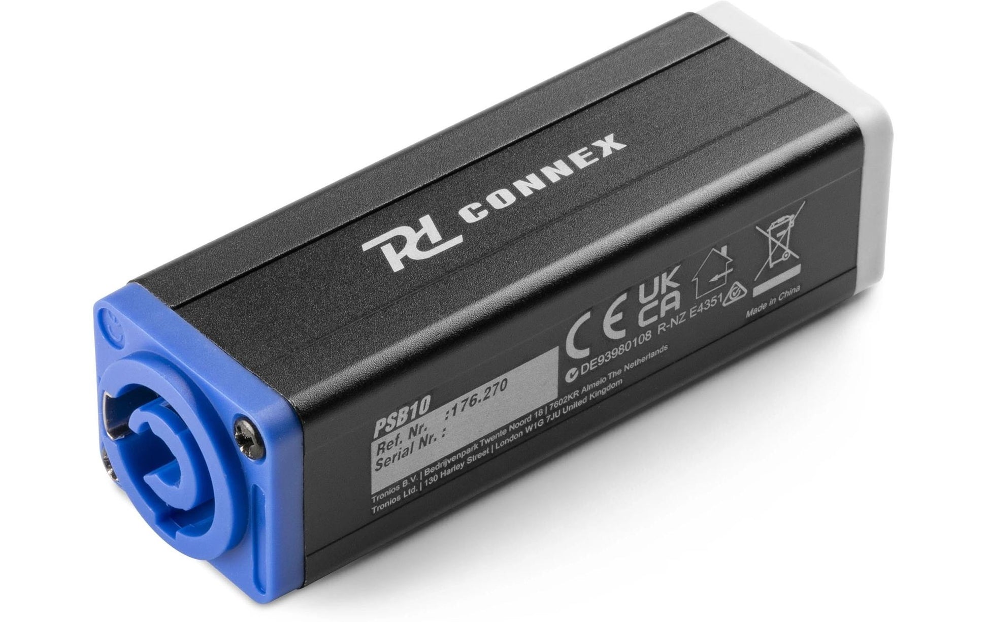 PD-Connex PSB10 Montagekupplung Powercon zu Powercon – 20 A, Weiblich/Weiblich, Aluminium, Schwarz/Blau