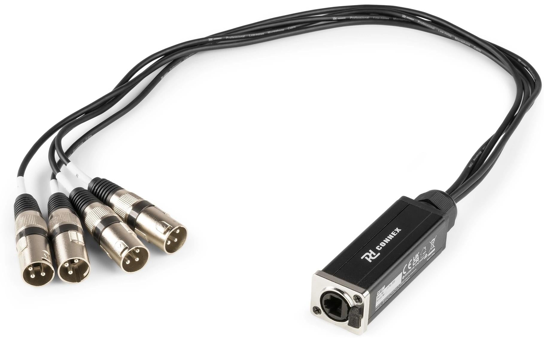 PD-Connex XLR-Kabel – RJ45 auf 4× XLR (3-pol, Stecker) – 0,7 m