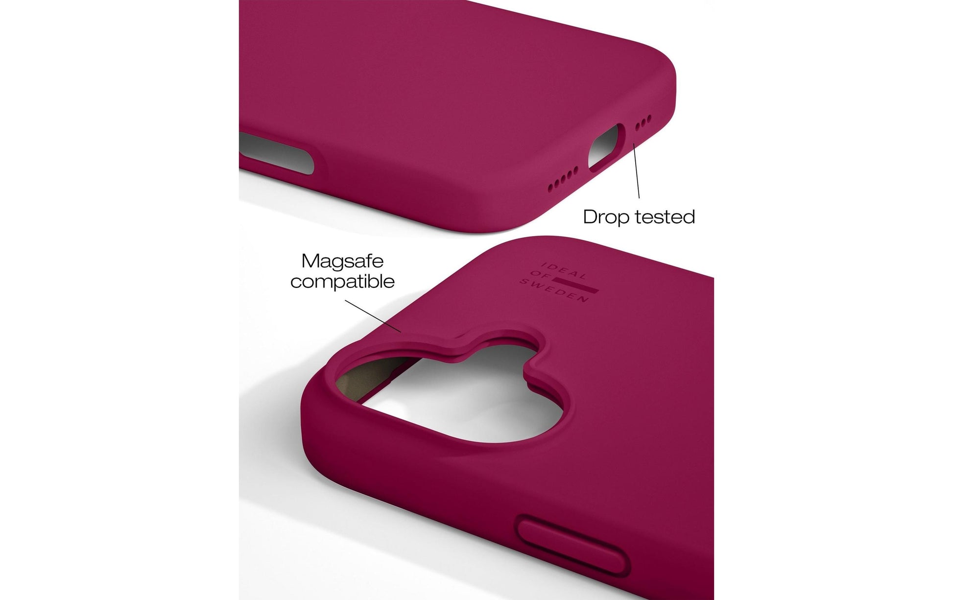 iDeal of Sweden Backcover – für Apple iPhone 16 – MagSafe, Polyester+Silikon, Cranberry, bis 1,52 m sturzsicher