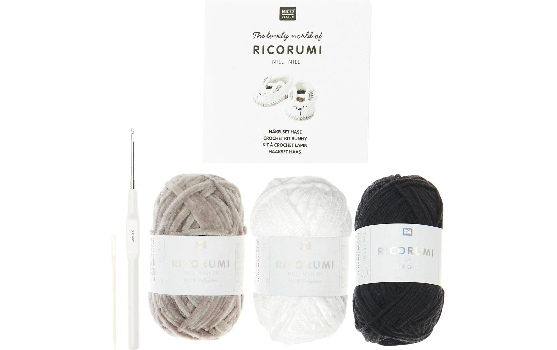 Rico Design Creative Ricorumi Häkelset Hase – Grau, Baumwolle, Polyester