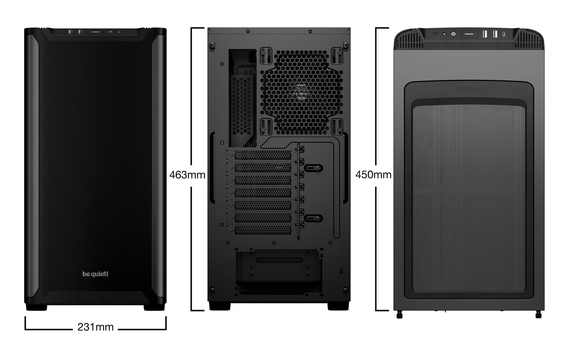 be quiet! be quiet PURE BASE 501 – Midi-Tower – Schwarz, ATX/micro-ATX/Mini-ITX, 1×140 mm vorne, Max. CPU-Höhe 178 mm