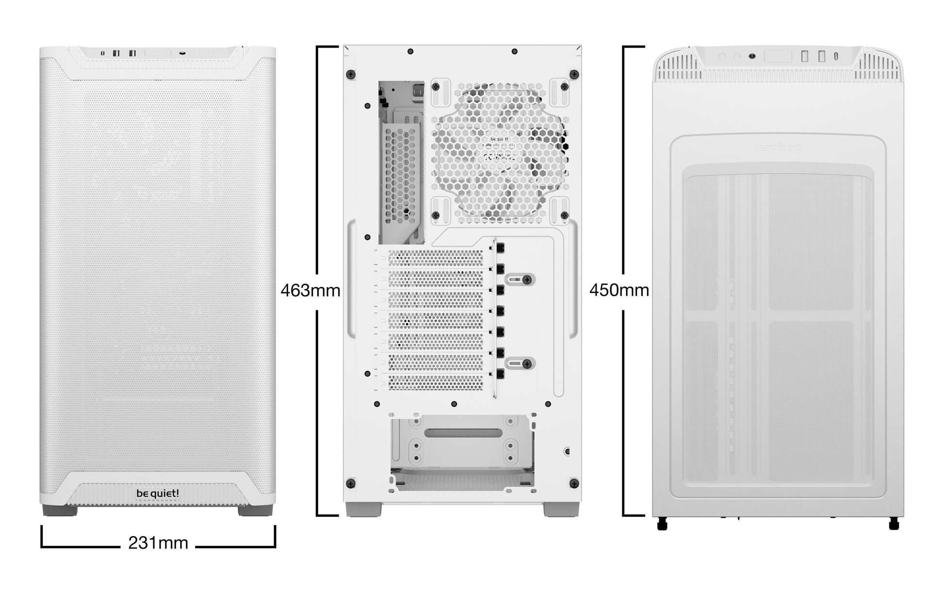 be quiet! be quiet Pure Base 501 – PC-Gehäuse – Midi-Tower, Seitenfenster, ATX, micro ATX, Mini-ITX, 7 Slots, Weiss