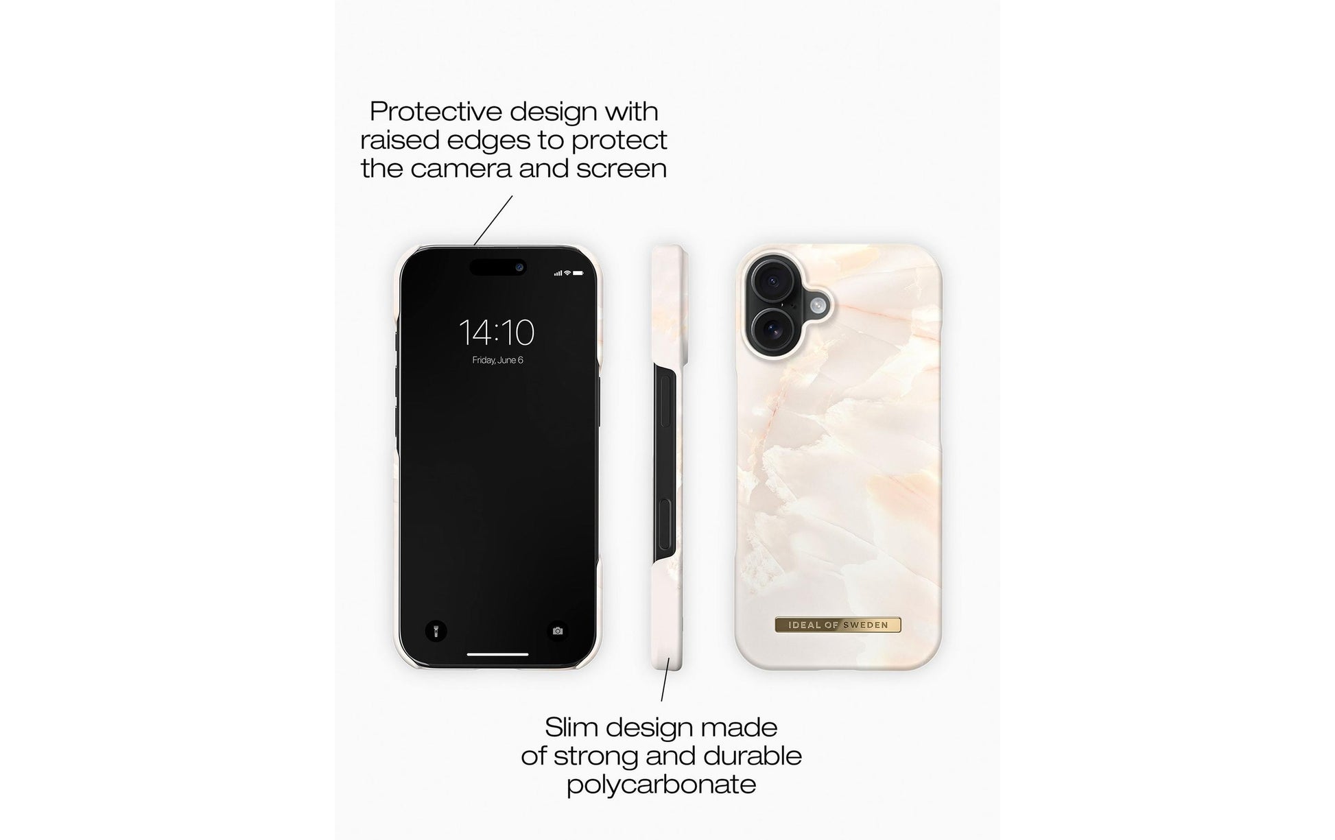 iDeal of Sweden Backcover – für Apple iPhone 16 Plus, MagSafe, PC, Rose Pearl Marble