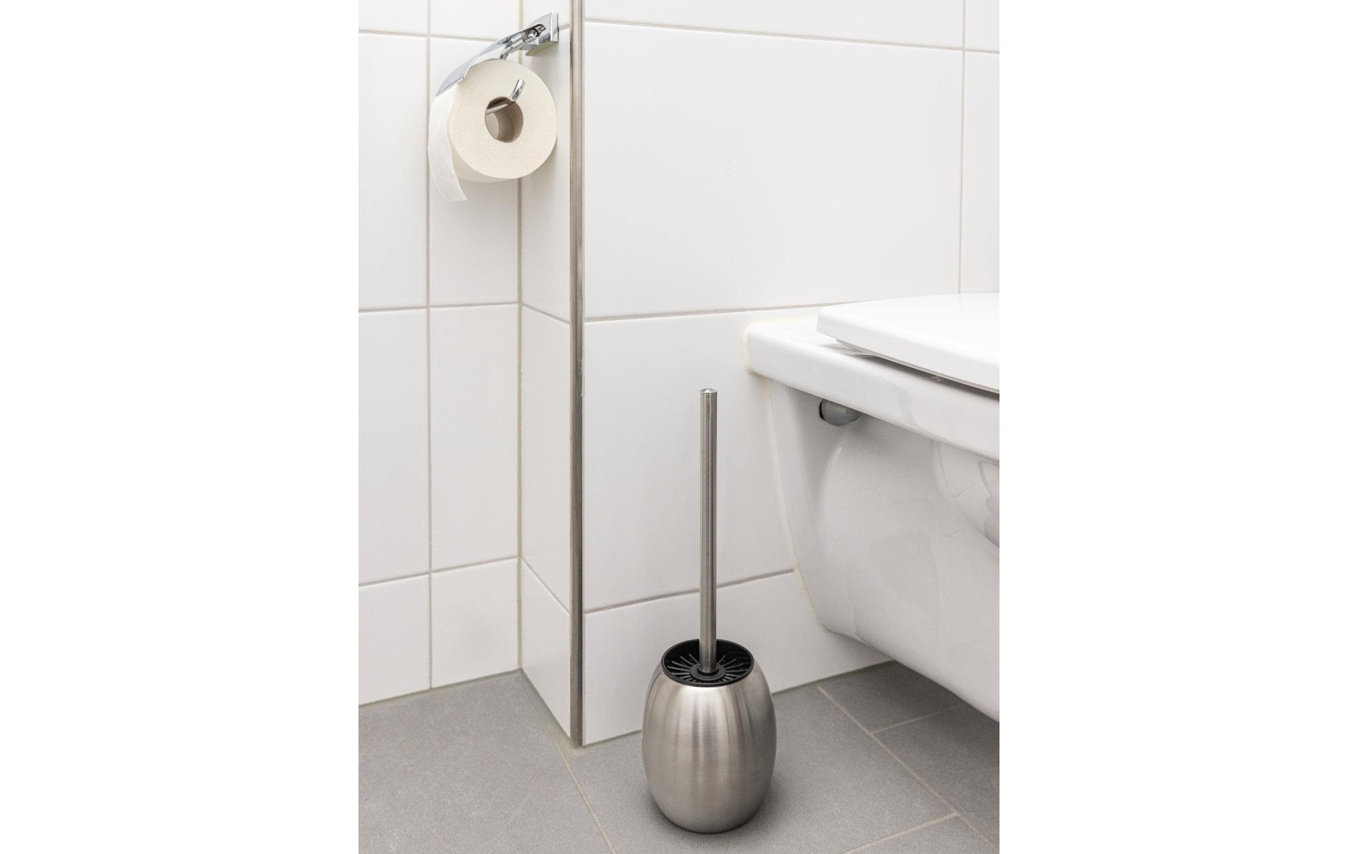 COCON WC-Bürstenset – Kunststoff, Edelstahl gebürstet, Grau, bodenstehend, mit TPR-Kopf