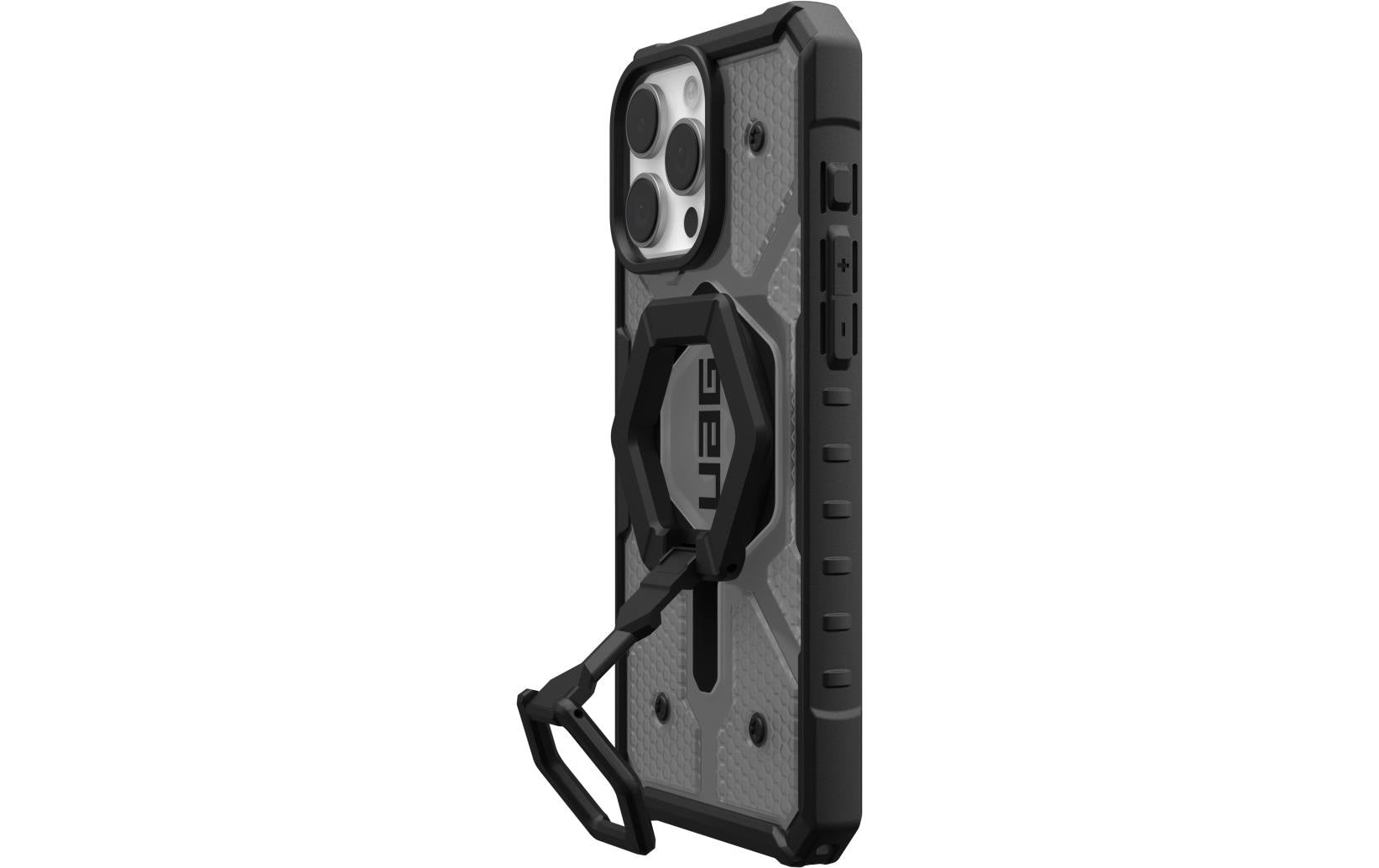 Urban Armor Gear UAG Pathfinder Backcover – für Apple iPhone 16 Pro Max, mit Ständer, TPU, Asche/Schwarz, bis 5,4 m Sturzsicher