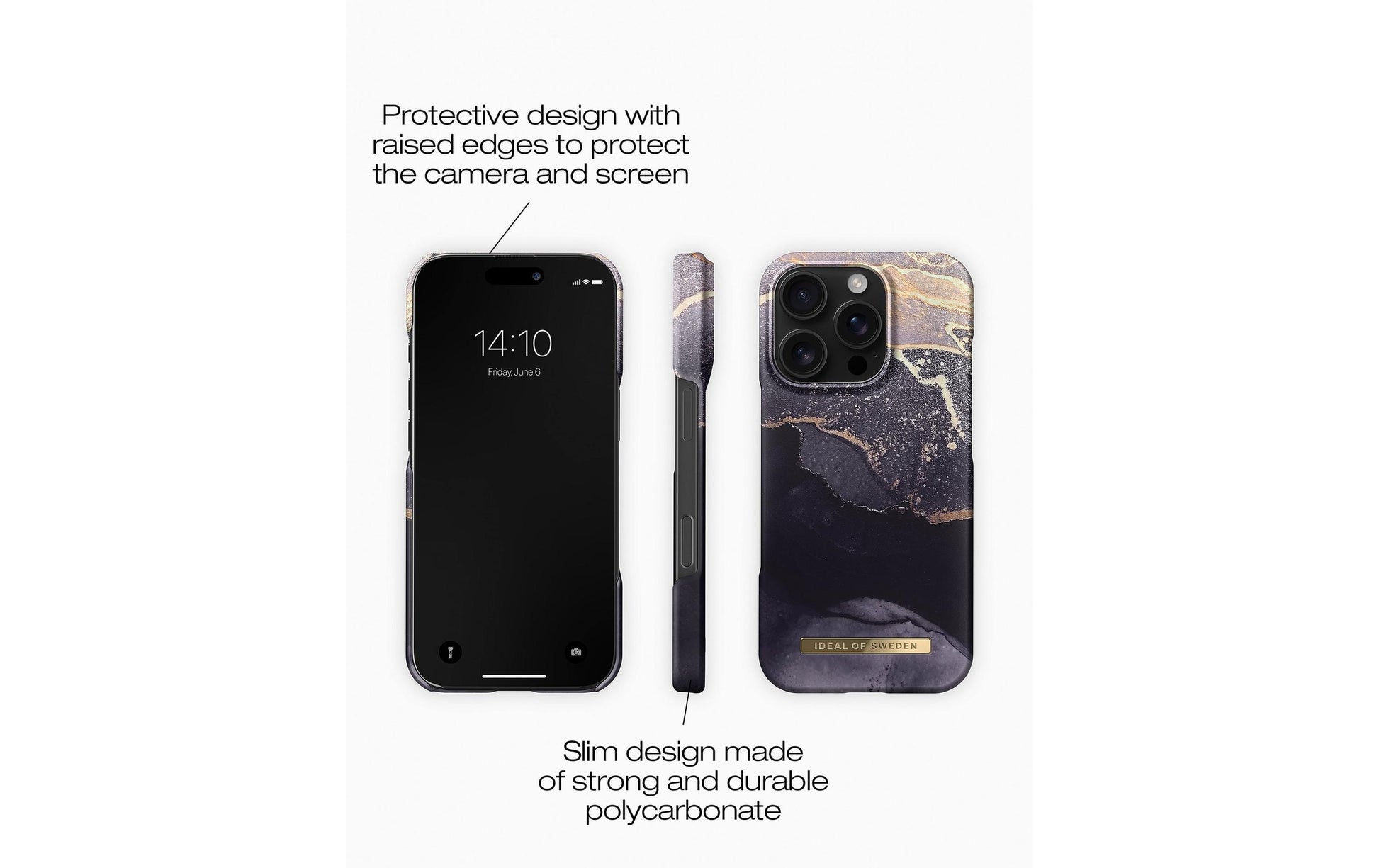 iDeal of Sweden Golden Twilight Backcover – für Apple iPhone 16 Pro Max, Polyester, Golden Twilight Marmor