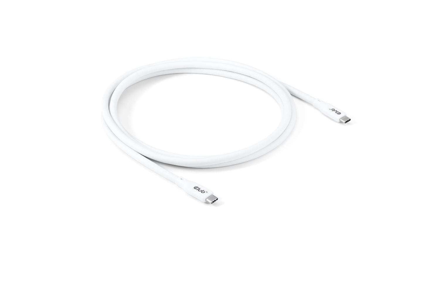CLUB3D Club 3D – USB-C auf USB-C Kabel – USB4 40 Gbit/s – 2 m – PD 240 W – Silikon – Weiss