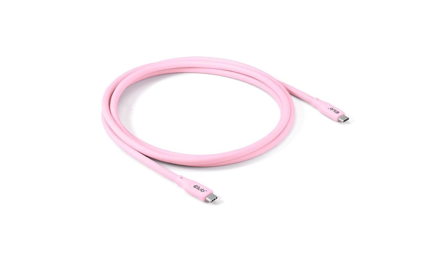 CLUB3D Club 3D – USB-C auf USB-C Kabel – USB4 40 Gbit/s – 2 m – PD 240 W – Silikon – Pink