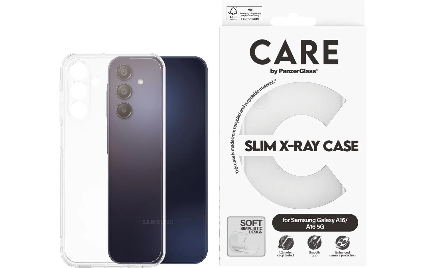 PanzerGlass CARE Backcover – für Samsung Galaxy A16 4G/5G, Kunststoff, Transparent, bis 1,2 m sturzsicher