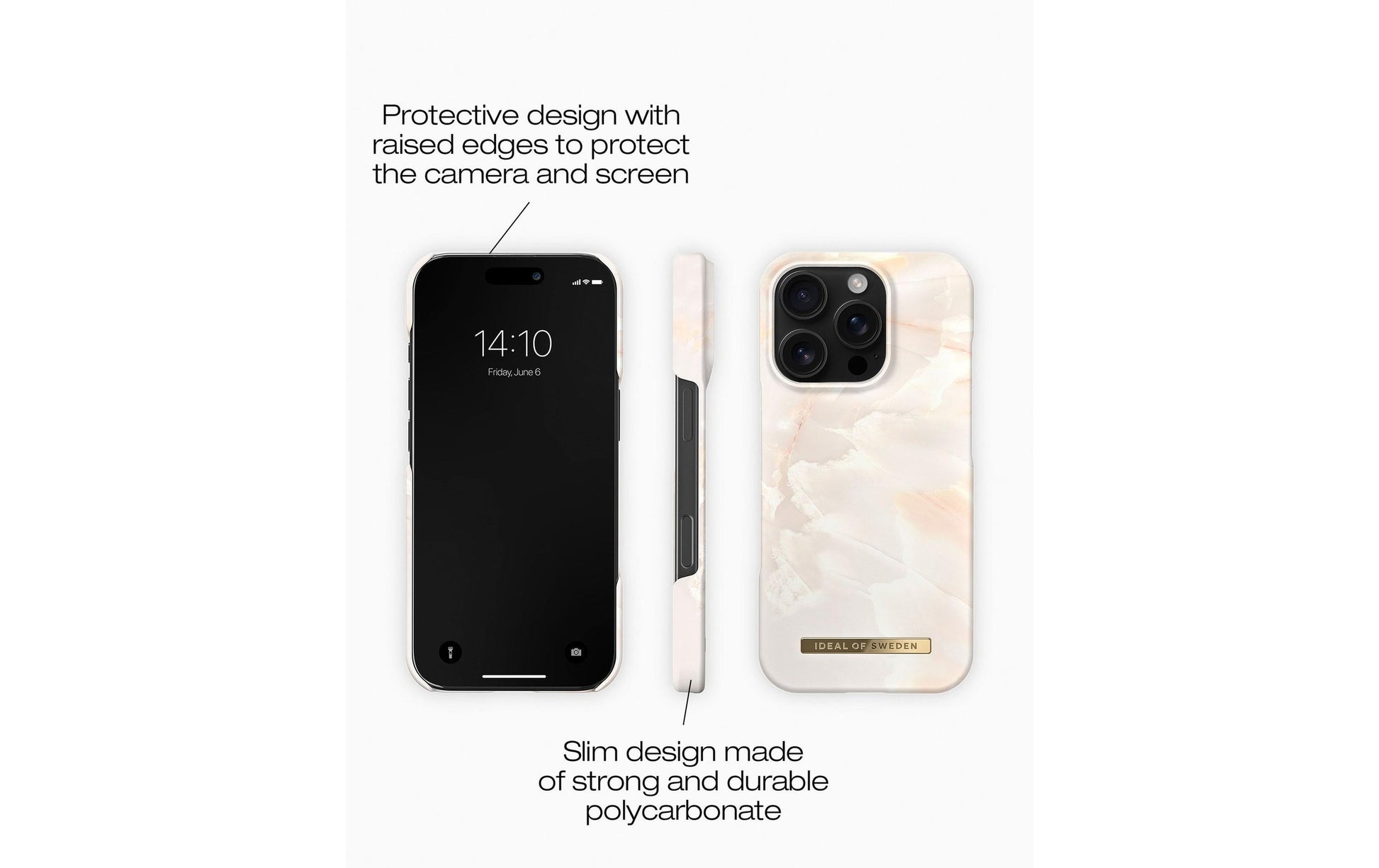 iDeal of Sweden Rose Pearl Marble Rückcover – für Apple iPhone 16 Pro – MagSafe, PC