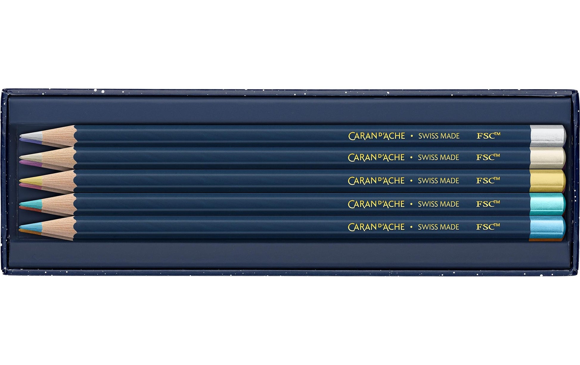 Caran d-Ache Caran d'Ache Farbstifte Cosmic Blue Limited Edition – 10 Metallic-Farben, im Kartonetui, Ø 3 mm
