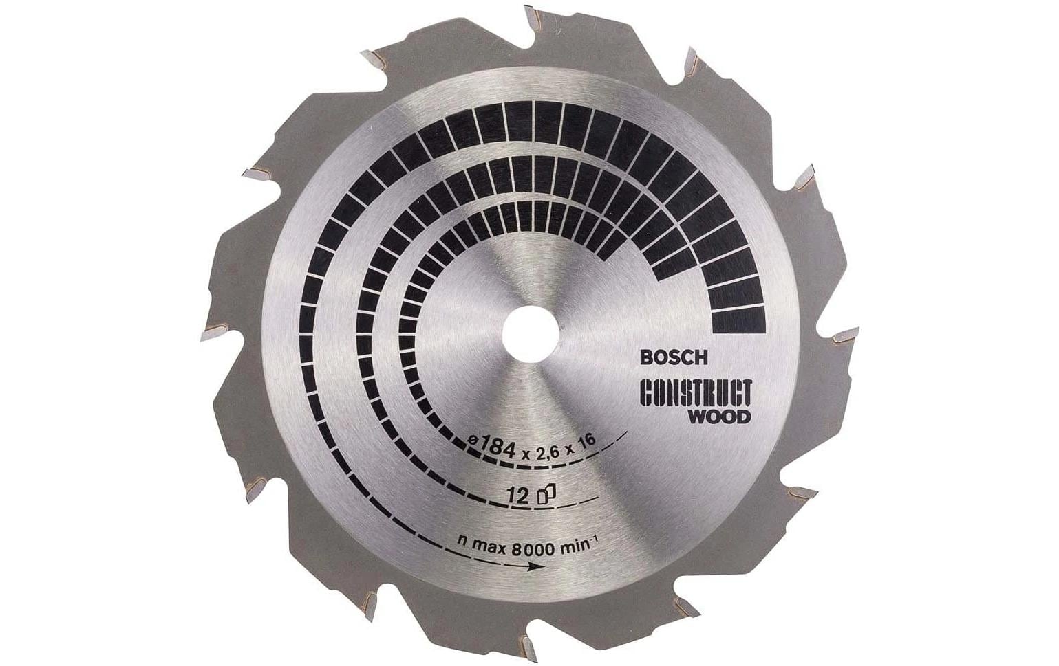 Bosch Sägeblatt 184 × 16 × 2,6 mm, 12 Zähne – für Holz – 1 Stück
