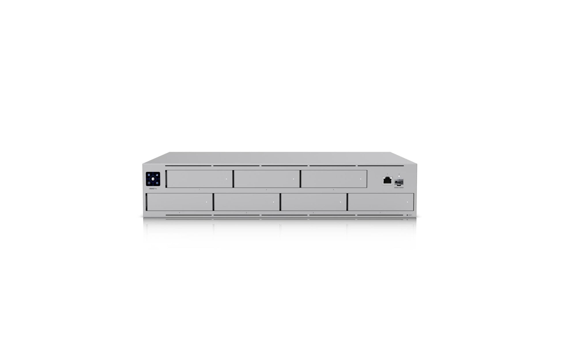 Ubiquiti 7-Bay Rack 2U NAS – ARM Cortex-A57, 8 GB RAM, 1GbE, 1×SFP+, redundantes Netzteil