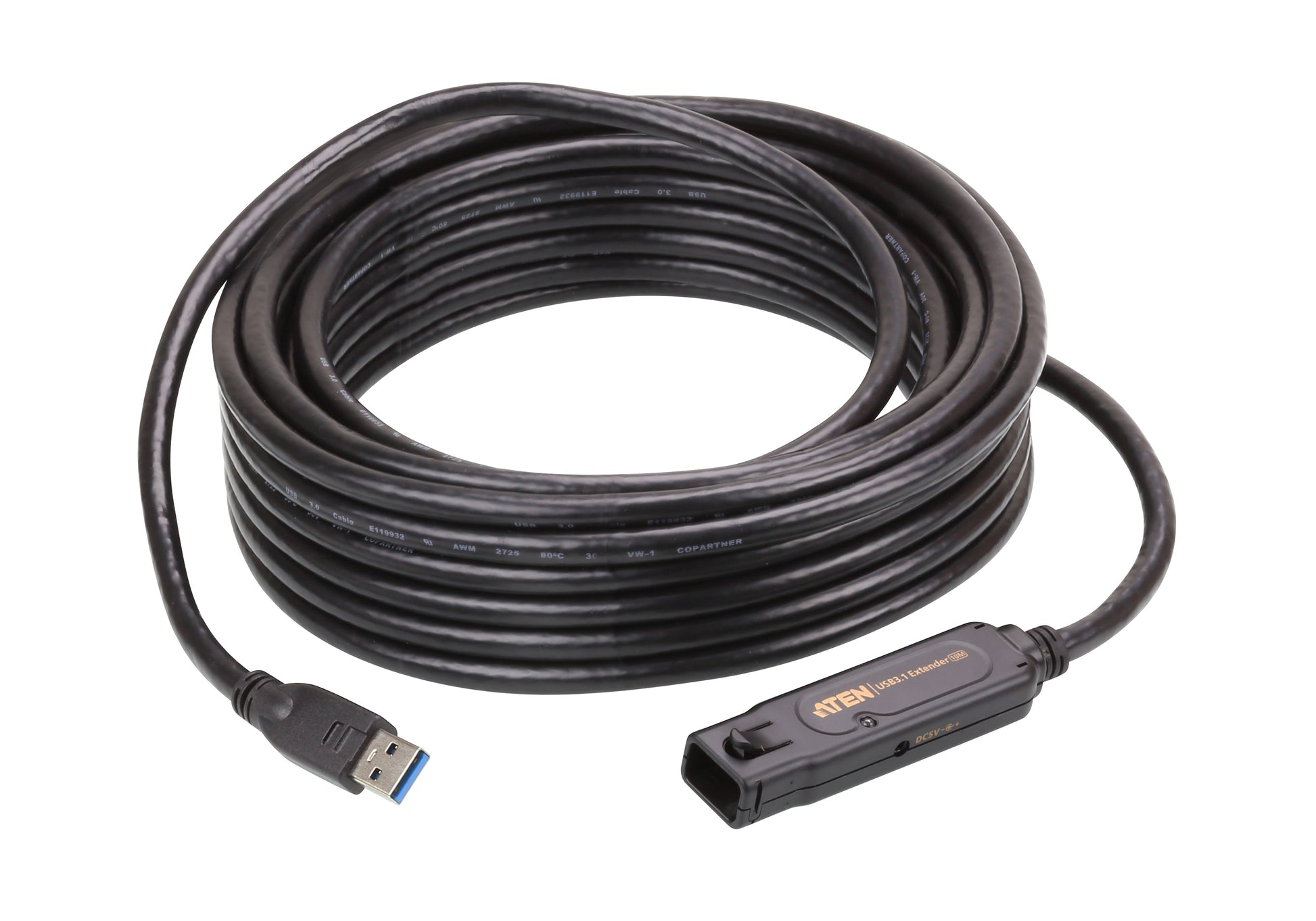ATEN USB-A Verlängerungskabel (Stecker auf Buchse) – USB 3.2 Gen 1 (5 Gbit/s) – 10 m – Aktiv – Schwarz