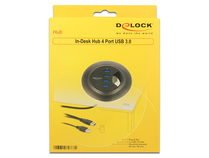 DeLOCK 62868 USB-Hub – 4× USB-A, für Windows/Mac/Linux