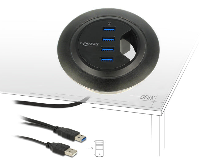 DeLOCK 62868 USB-Hub – 4× USB-A, für Windows/Mac/Linux