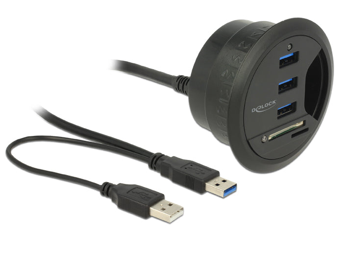 DeLOCK 62869 USB-Hub – USB-A, 3× USB-A (USB 3.0), SD/microSD