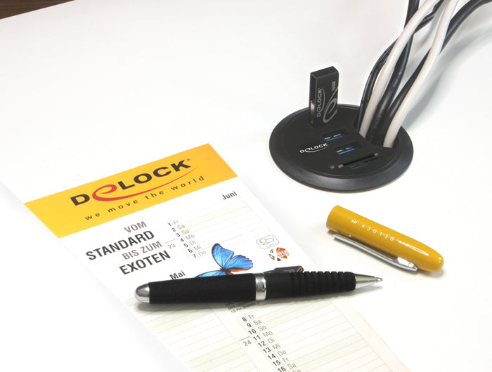 DeLOCK 62869 USB-Hub – USB-A, 3× USB-A (USB 3.0), SD/microSD