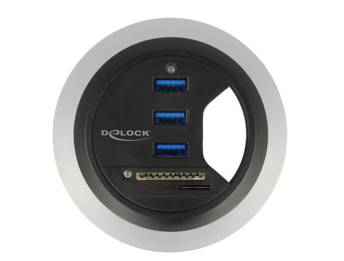 DeLOCK 62869 USB-Hub – USB-A, 3× USB-A (USB 3.0), SD/microSD